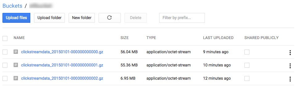 Clickstream Data in Google Storage